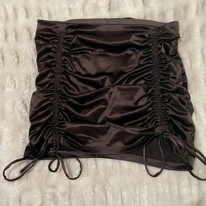 Satin Brown Mini Skirt